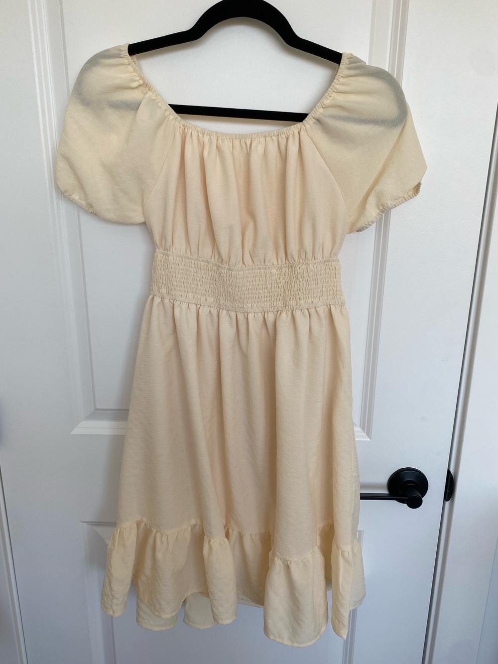 Arshiner Girls Cream Tie Back Ruffled Dress